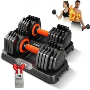 Adjustable Dumbbell Set of 2 – Quick Switch Weights (3 lb Increments, 25 lb Pair)