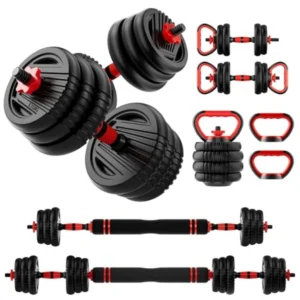 Adjustable Dumbbell Set 10/20/30/45/70/90lbs Free Weight Set with Connector 5 in 1 Dumbbells Set Used as Barbell Kettlebells Pu
