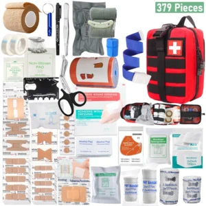 379-Piece Home & Office First Aid Kit – Portable Emergency Survival Bag for Outdoor Activities, Camping, Hunting & Hiking