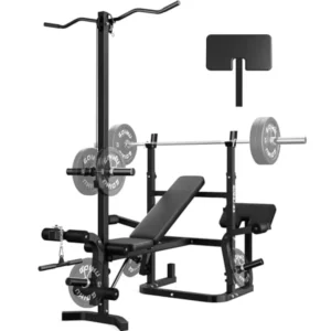 900LBS Weight Bench Set with Leg Extension, Preacher Curl Pad & LAT Pulldown – 9-in-1 Strength Training Bench for Home Gym