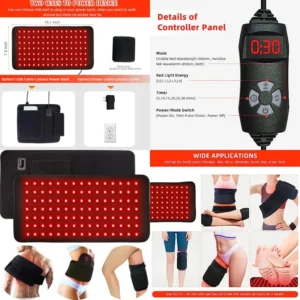Red Light Therapy Pad for Body – Portable 660nm & 850nm Near Infrared Light Pad with Heating for Back, Knees, Shoulders, Hands & Feet