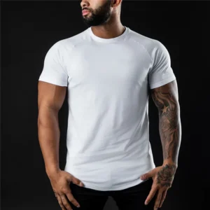 Men's Plain Gym T-Shirt – Cotton Slim Fit Workout Tee