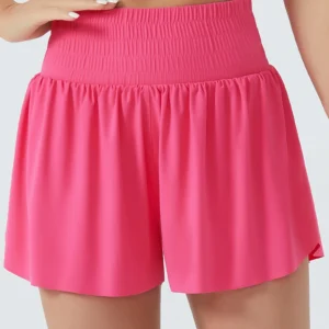THE GYM PEOPLE Women's High-Waisted Flowy Running Shorts – 2-in-1 Athletic Workout Skirt Shorts